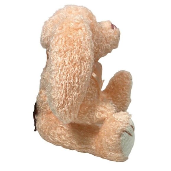Vtg Ty Bunny Rabbit Plush Stuffed Animal Toy Orange Ribbon Bow Jointed 1993 8" - Picture 5 of 9